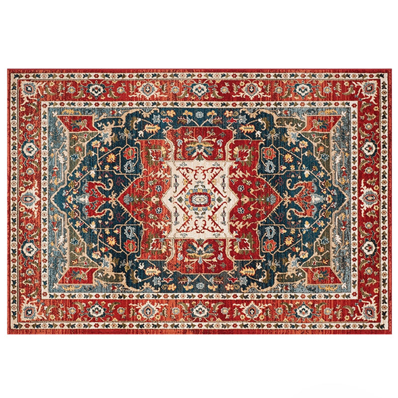 Multicolor Persian Indoor Rug Polyester Tribal Print Rug Non-Slip Backing Indoor Rug for Home Decor