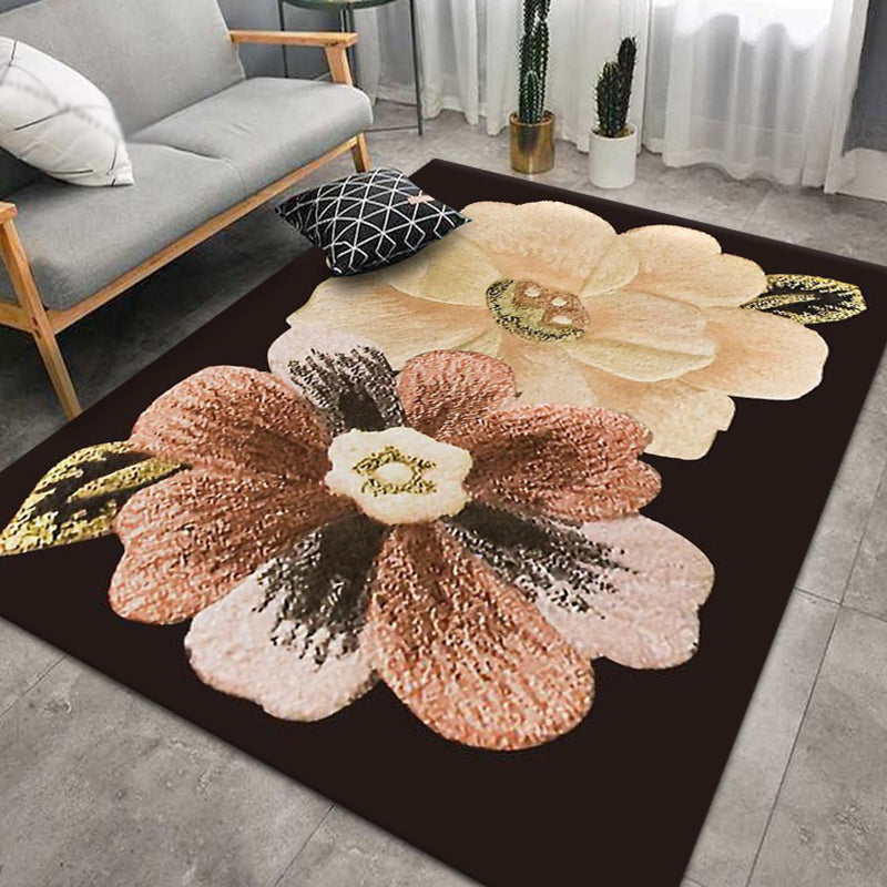 Trendy Floral Design Rug Multicolored Modern Rug Polyester Stain Resistant Carpet  for Living Room