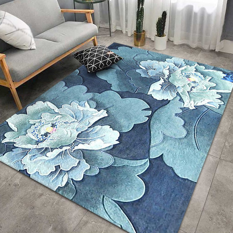 Trendy Floral Design Rug Multicolored Modern Rug Polyester Stain Resistant Carpet  for Living Room