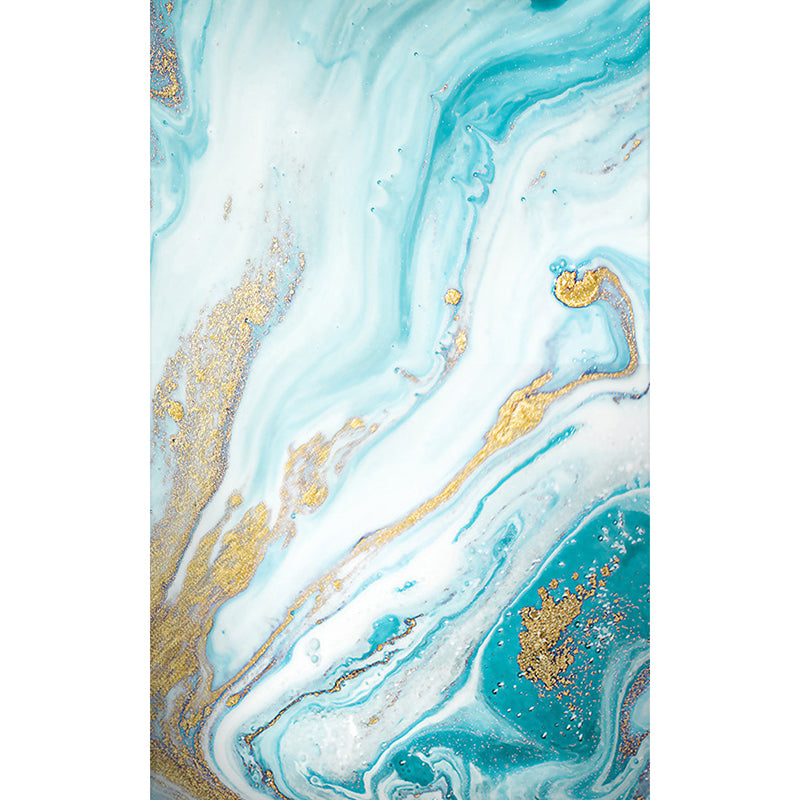 Blue Watercolor Printed Rug Creative Abstract Art Carpet Polyester Washable Rug for Living Room