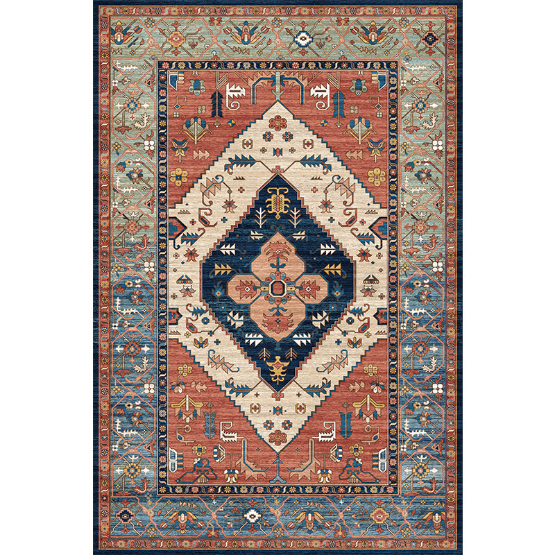 Multicolor Shabby Chic Rug Polyester Carpet Tribal Classicism Indoor Rug Easy Care for Living Room