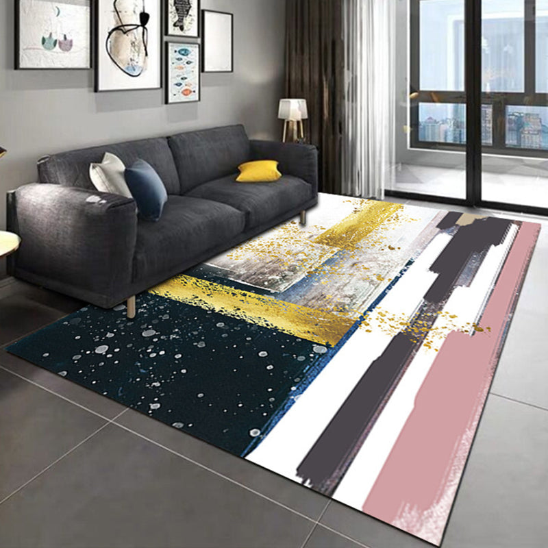 Dark Colored Artistic Rug Creative Modern Area Carpet Stain Resistant Rug for Home Decoration