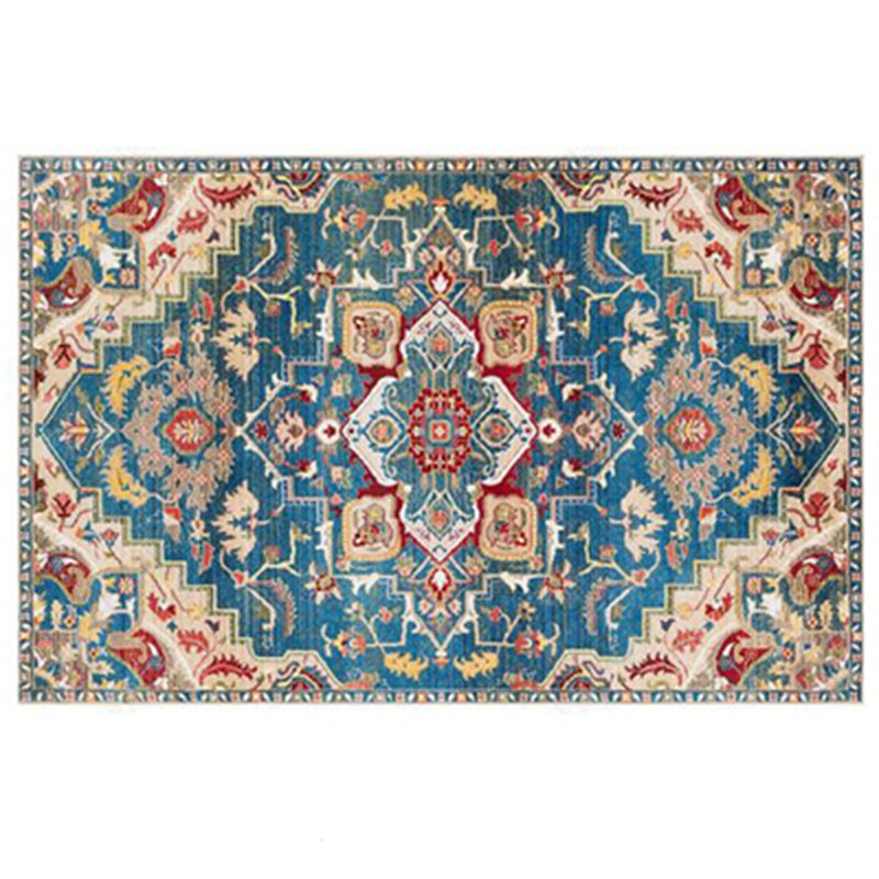 Multicolor Symmetrical Print Rug Polyester Carpet Retro Anti-Slip Backing Indoor Rug for Living Room