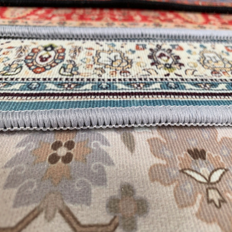 Multicolor Symmetrical Print Rug Polyester Carpet Retro Anti-Slip Backing Indoor Rug for Living Room