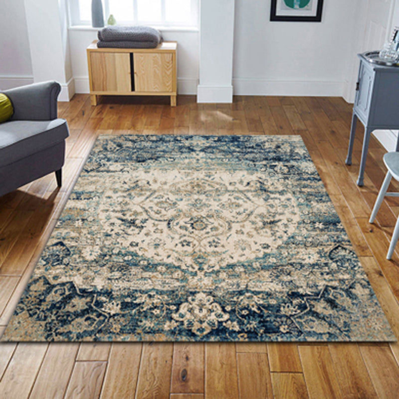 Red Tone Retro Area Carpet Polyester Tribal Print Indoor Rug Non-Slip Backing Carpet for Living Room
