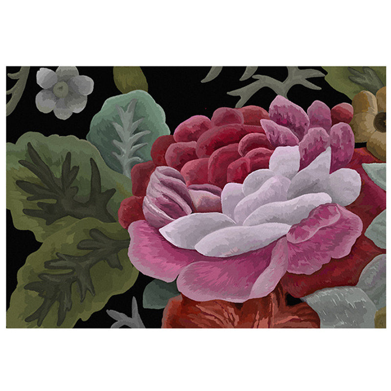 Wunderschöner, mit Blumenmuster bedruckter, mehrfarbiger, zeitgenössischer Teppich mit rutschfester Rückseite für die Inneneinrichtung