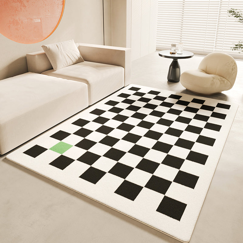 Color Mixed Minimalist Rug Polyester Buffalo Plaid Area Rug Anti-Slip Backing Carpet for Home Decor
