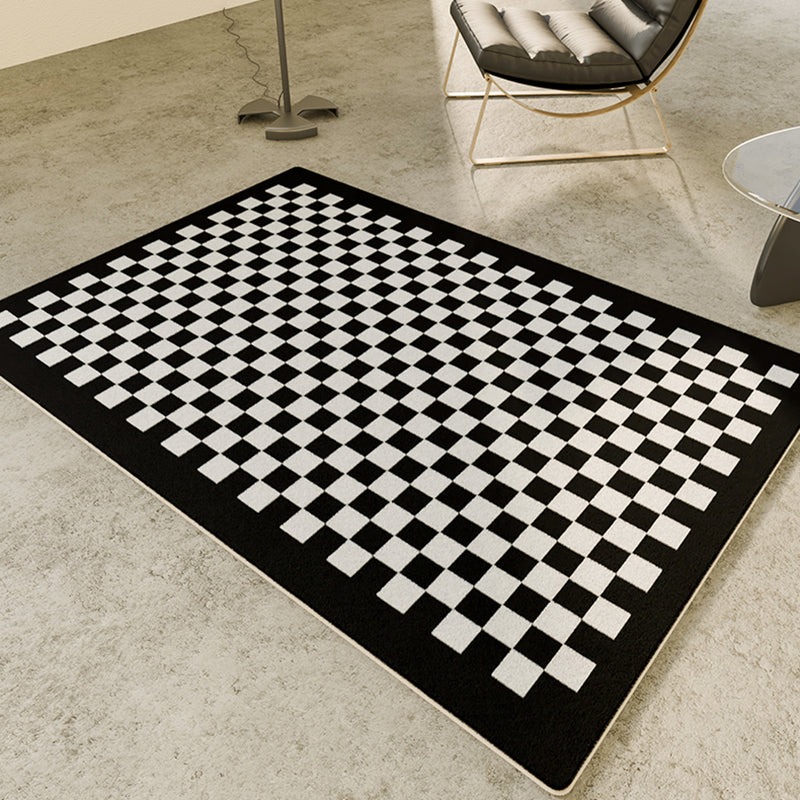 Color Mixed Minimalist Rug Polyester Buffalo Plaid Area Rug Anti-Slip Backing Carpet for Home Decor