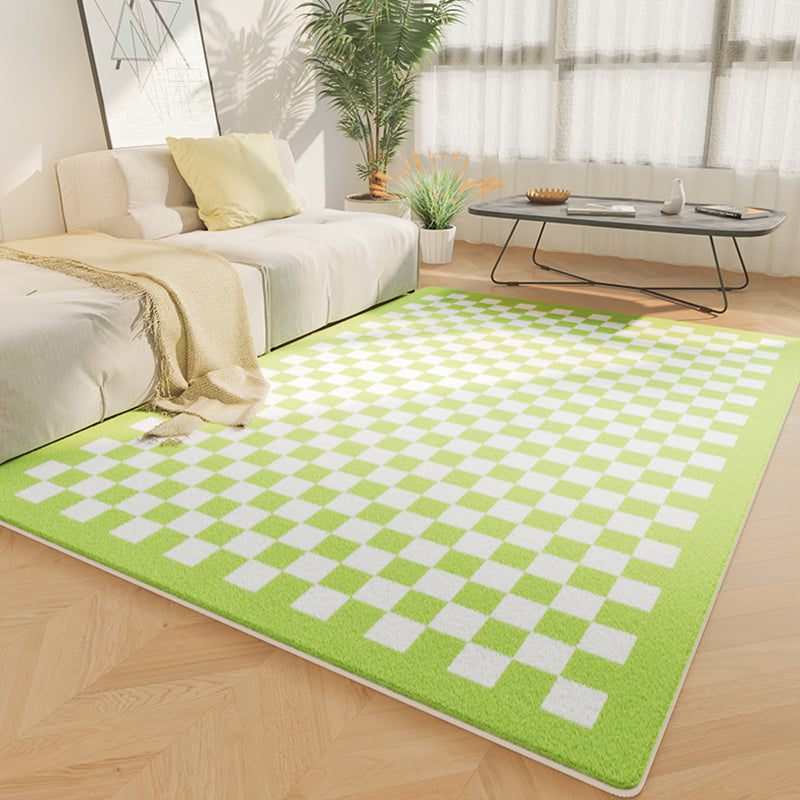 Color Mixed Minimalist Rug Polyester Buffalo Plaid Area Rug Anti-Slip Backing Carpet for Home Decor