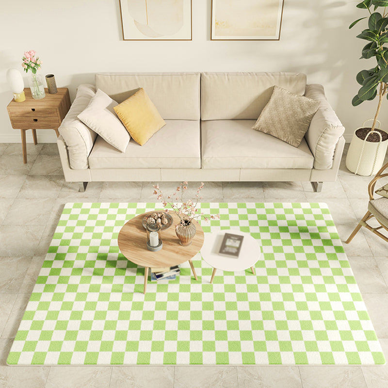 Color Mixed Minimalist Rug Polyester Buffalo Plaid Area Rug Anti-Slip Backing Carpet for Home Decor