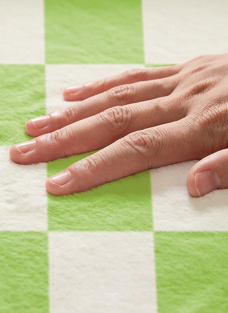 Farblich gemischter, minimalistischer Teppich aus Polyester mit Büffelkaromuster, rutschfester Teppich für die Inneneinrichtung