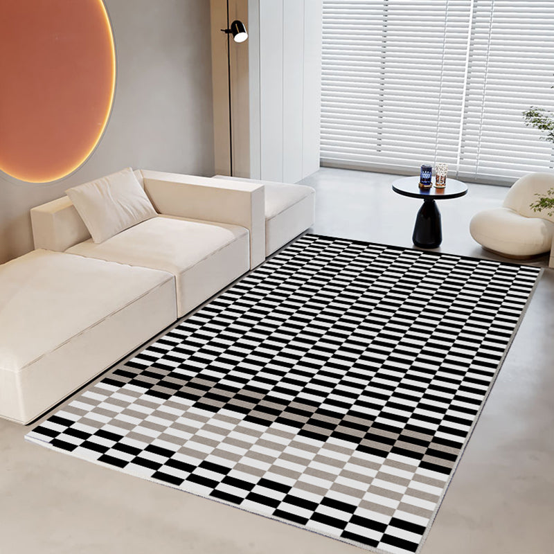 Multicolor Simple Rug Polyester Checkered Print Area Rug Anti-Slip Backing Carpet for Living Room