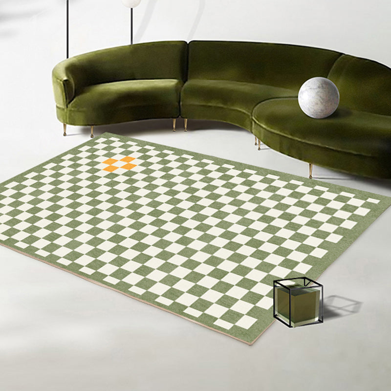Multicolor Simple Rug Polyester Checkered Print Area Rug Anti-Slip Backing Carpet for Living Room