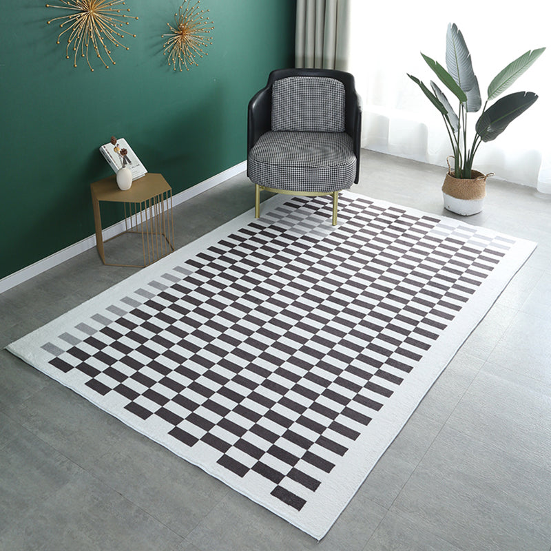 Multicolor Tartan Print Rug Polyester Minimalist Carpet Non-Slip Backing Indoor Rug for Living Room