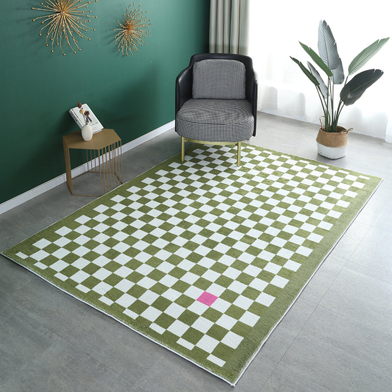Multicolor Tartan Print Rug Polyester Minimalist Carpet Non-Slip Backing Indoor Rug for Living Room