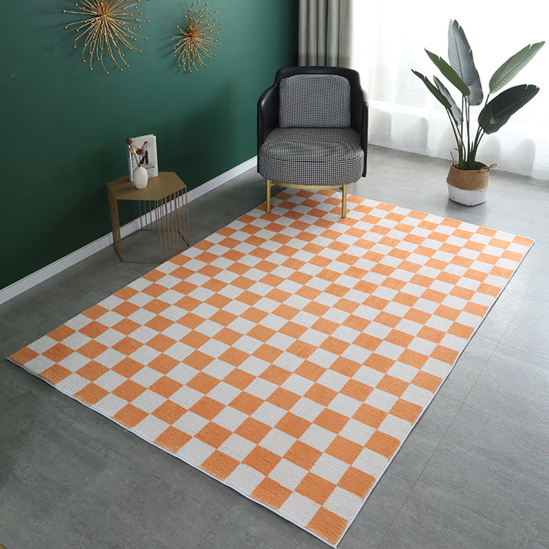 Multicolor Tartan Print Rug Polyester Minimalist Carpet Non-Slip Backing Indoor Rug for Living Room