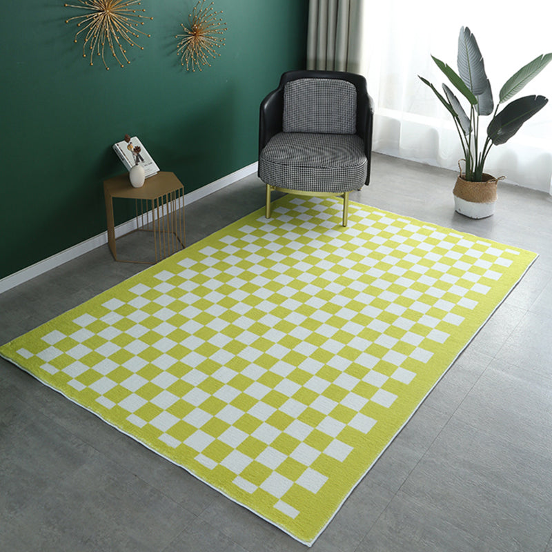 Multicolor Tartan Print Rug Polyester Minimalist Carpet Non-Slip Backing Indoor Rug for Living Room
