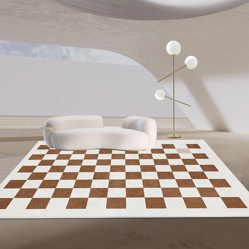 Light Color Modern Area Carpet Polyester Gingham Indoor Rug Non-Slip Backing Carpet for Living Room