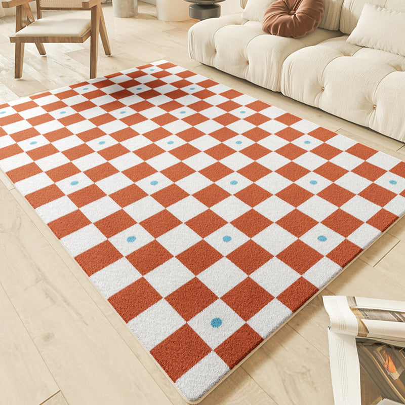 Light Color Modern Indoor Rug Polyester Tartan Print Carpet Anti-Slip Backing Rug for Home Decor