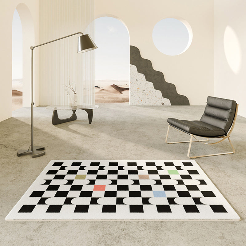 Light Color Modern Indoor Rug Polyester Tartan Print Carpet Anti-Slip Backing Rug for Home Decor