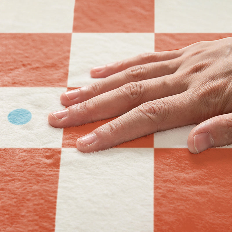 Light Color Modern Indoor Rug Polyester Tartan Print Carpet Anti-Slip Backing Rug for Home Decor