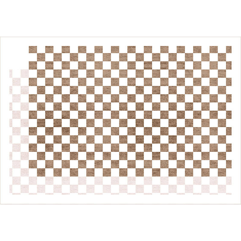 Minimalist Buffalo Plaid Rug Color Mixed Polyester Area Carpet Non-Slip Backing Rug for Living Room
