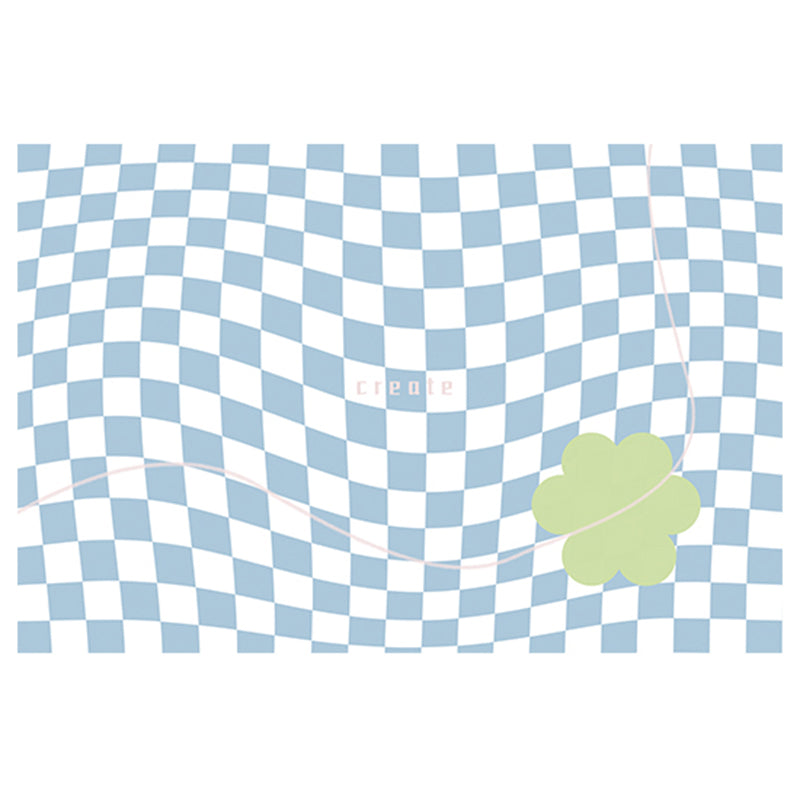 Multicolor Calming Indoor Rug Polyester Gingham Print Rug Easy Care Indoor Rug for Living Room