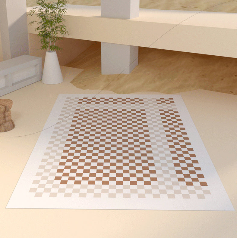 Multicolor Calming Indoor Rug Polyester Gingham Print Rug Easy Care Indoor Rug for Living Room