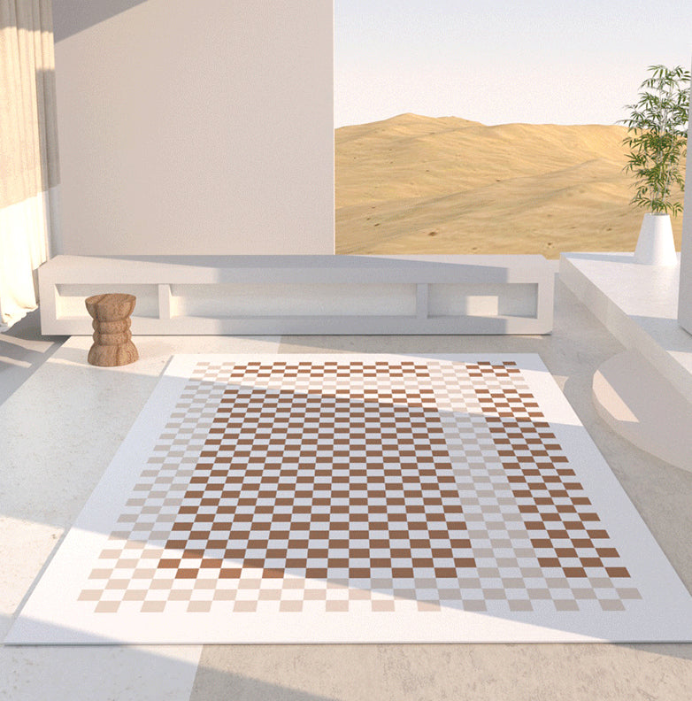 Multicolor Calming Indoor Rug Polyester Gingham Print Rug Easy Care Indoor Rug for Living Room