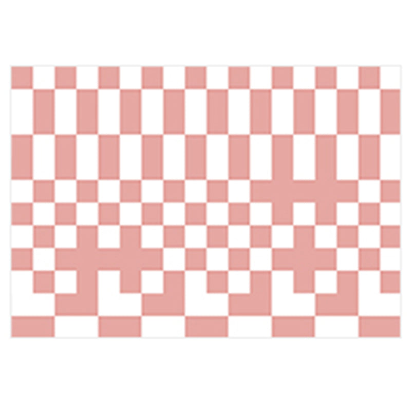 White Tone Simplicity Area Rug Polyester Buffalo Check Rug Non-Slip Backing Indoor Rug for Bedroom