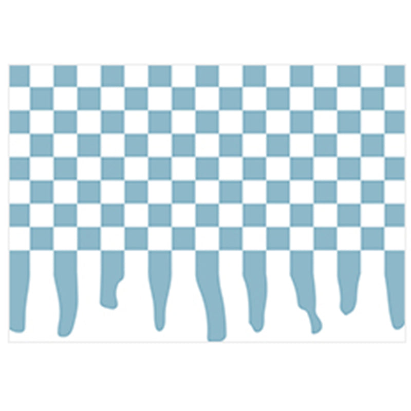 White Tone Simplicity Area Rug Polyester Buffalo Check Rug Non-Slip Backing Indoor Rug for Bedroom