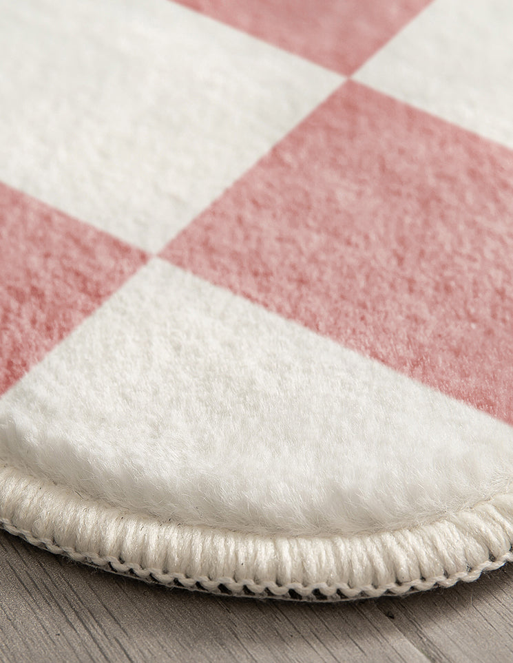 White Tone Simplicity Area Rug Polyester Buffalo Check Rug Non-Slip Backing Indoor Rug for Bedroom