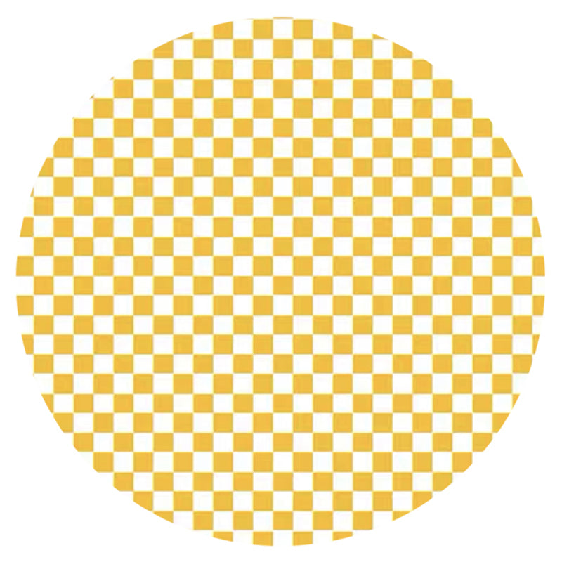 Round White Tone Simple Area Carpet Polyester Checkered Indoor Rug Easy Care Carpet for Living Room