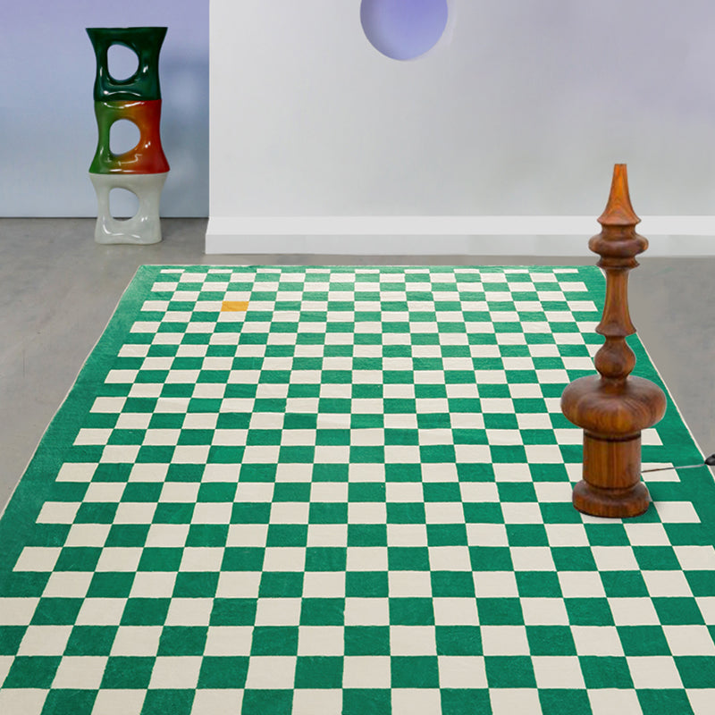 Multicolor Simplicity Area Rug Polyester Gingham Print Rug Non-Slip Backing Indoor Rug for Bedroom