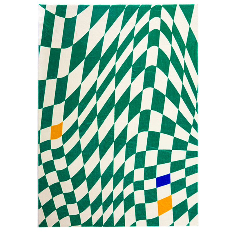 Multicolor Simplicity Area Rug Polyester Gingham Print Rug Non-Slip Backing Indoor Rug for Bedroom