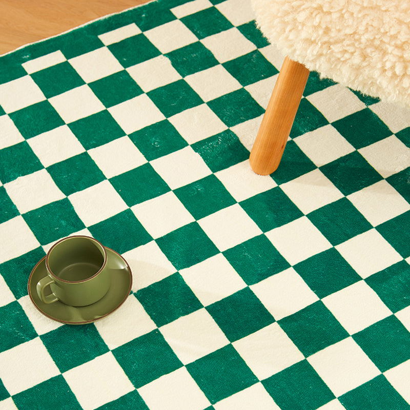 Multicolor Simplicity Area Rug Polyester Gingham Print Rug Non-Slip Backing Indoor Rug for Bedroom