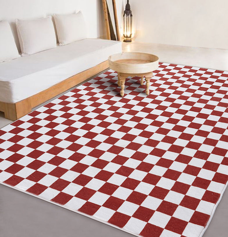 Multicolor Simplicity Area Rug Polyester Gingham Print Rug Non-Slip Backing Indoor Rug for Bedroom