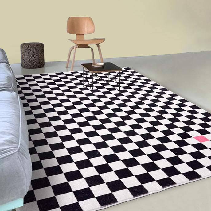 Multicolor Simplicity Area Rug Polyester Gingham Print Rug Non-Slip Backing Indoor Rug for Bedroom