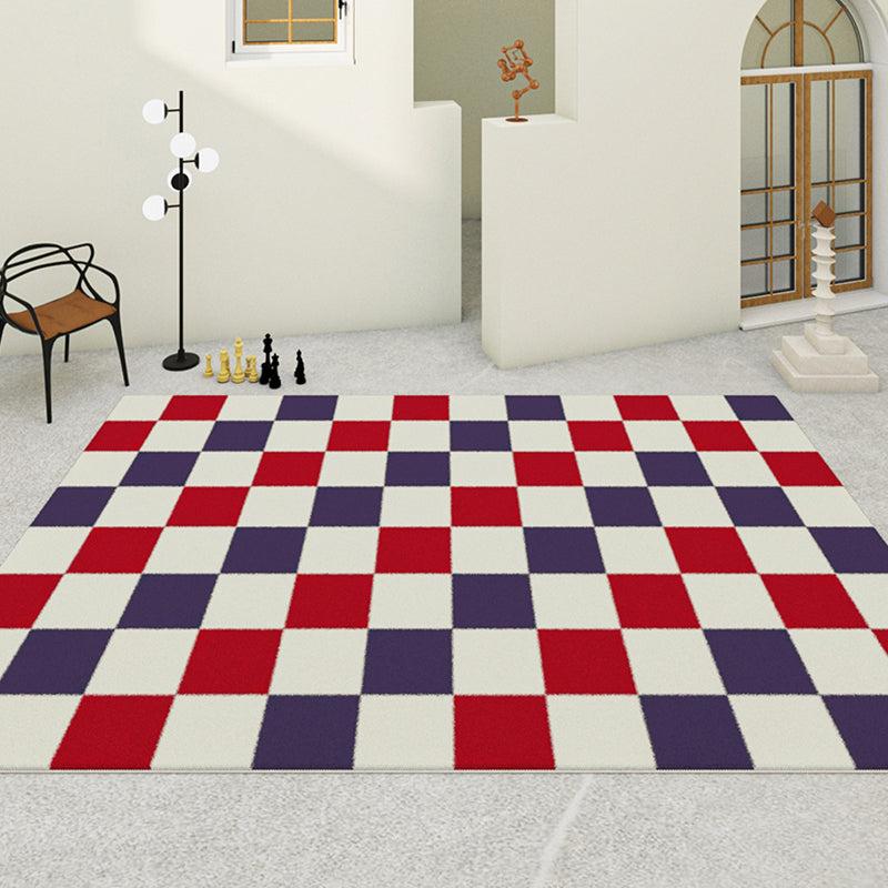 Multicolor Modern Area Carpet Polyester Checkered Indoor Rug Easy Care Carpet for Living Room