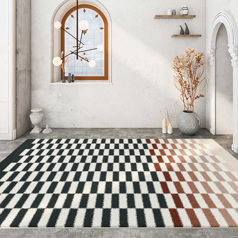 Multicolor Modern Area Carpet Polyester Checkered Indoor Rug Easy Care Carpet for Living Room