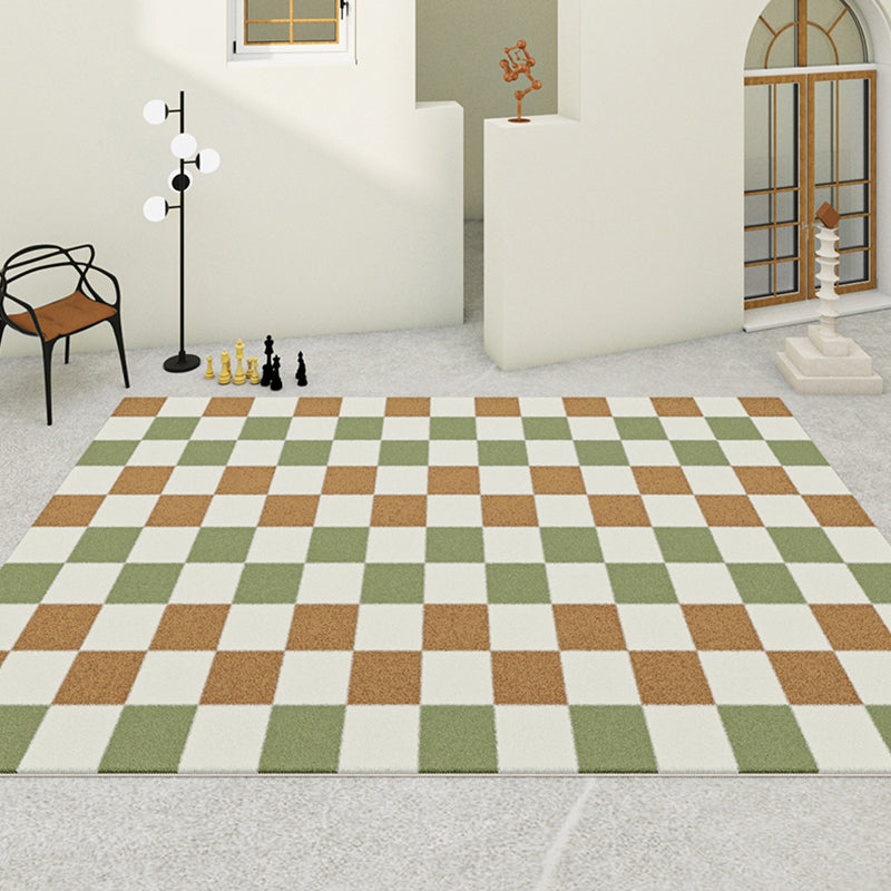 Multicolor Modern Area Carpet Polyester Checkered Indoor Rug Easy Care Carpet for Living Room