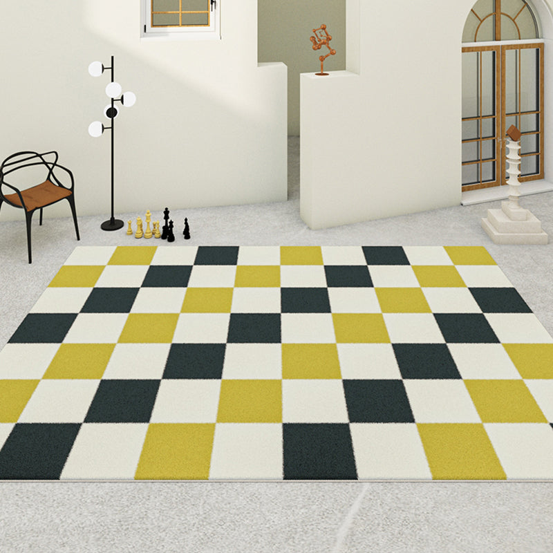 Multicolor Modern Area Carpet Polyester Checkered Indoor Rug Easy Care Carpet for Living Room