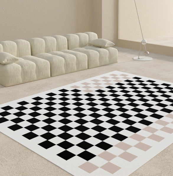 Multicolor Gingham Print Rug Polyester Carpet Trendy Anti-Slip Backing Indoor Rug for Living Room