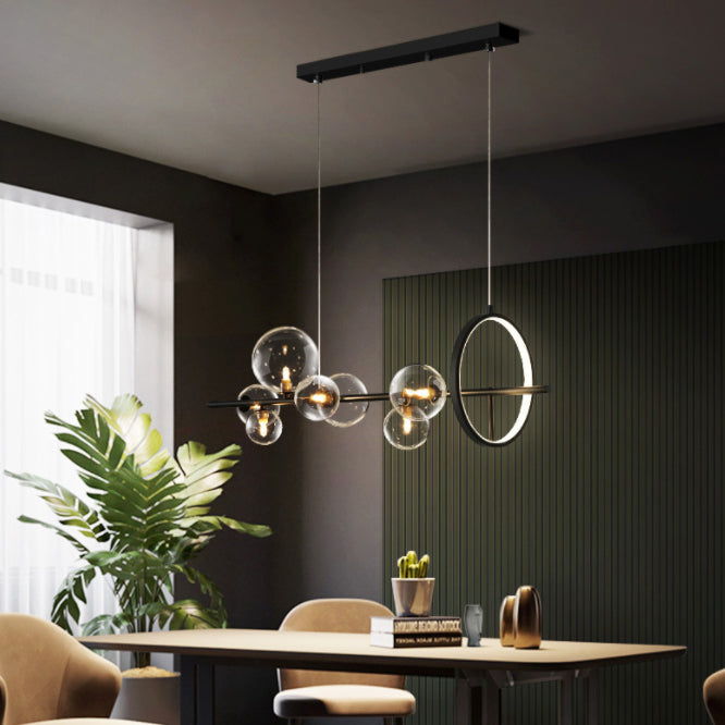 Modern Simple Chandelier Linear Clear Glass Island Chandelier Lights for Dining Room