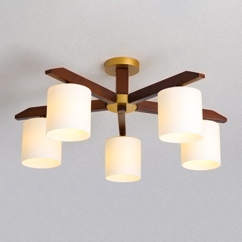 Lampada a montaggio semi cilindri in legno moderno semplicità lampada da soffitto a filo a sfioramento