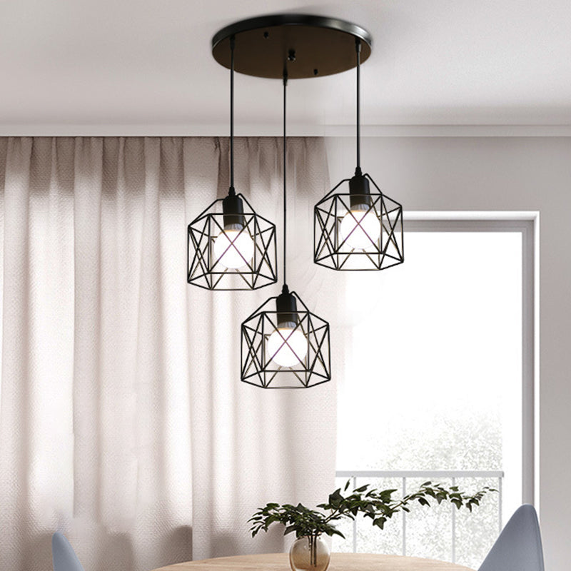 1 Light Cage Hanging Ceiling Lights Industrial Style Metal Pendant Light Fixtures for Restaurant