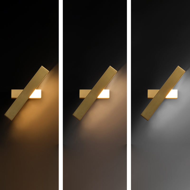 Lámpara de pared LED rectangular dorada en un tipo de pared rotatable de cobre de estilo de lujo moderno con sombra acrílica