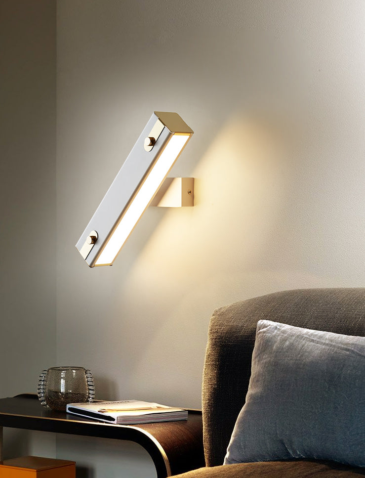 Lámpara de pared LED rectangular de aluminio en estilo creativo moderno de hierro forjado aplastador de pared giratoria con sombra acrílica