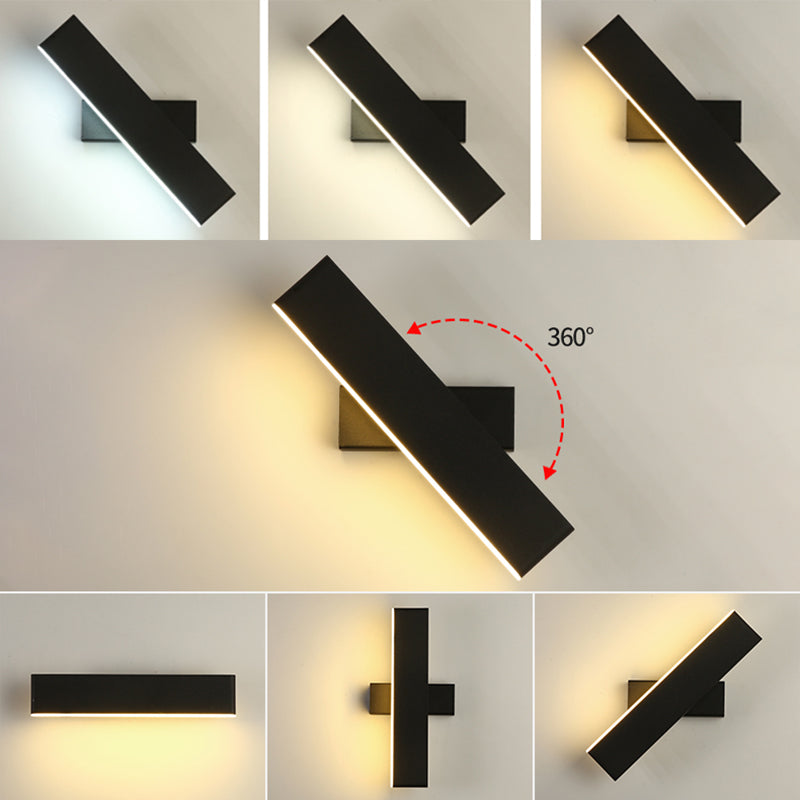 Luz de pared rotatable de hierro forjado de pared LED rectangular moderno moderno con sombra acrílica