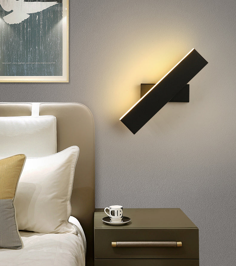 Moderno minimalista rettangolare a led murale sconce in ferro battuto luce murale rotabile con ombra acrilica